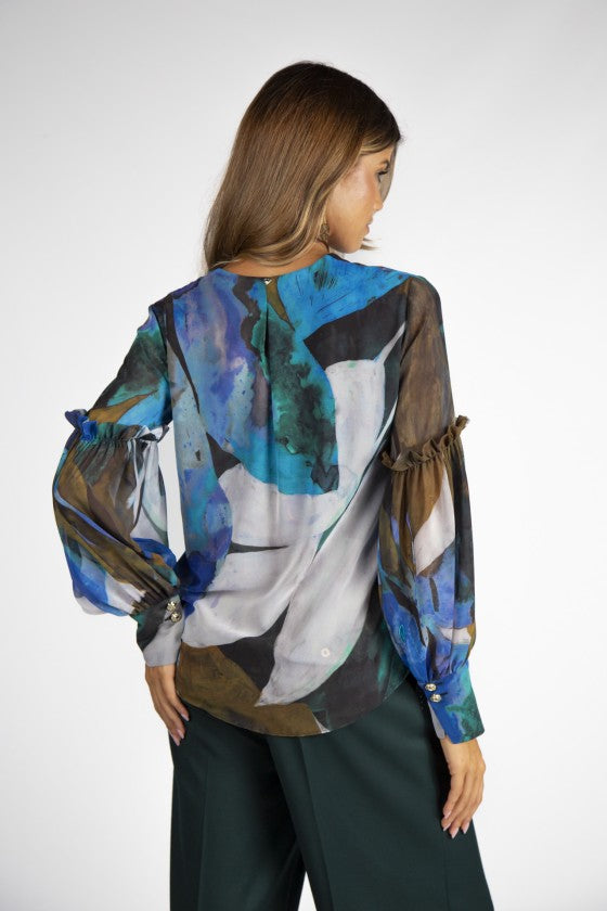 Túnica estampada manga balão