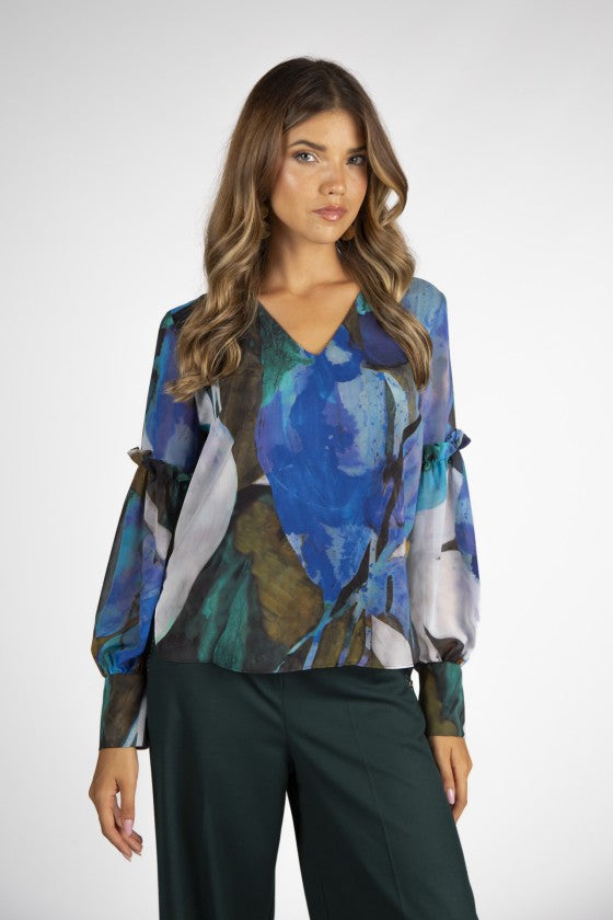 Túnica estampada manga balão