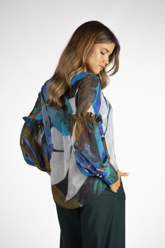 Túnica estampada manga balão