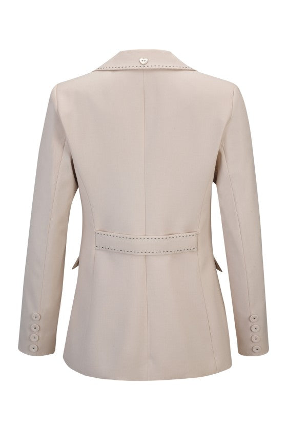 Blazer creme pespontos em contraste