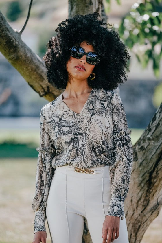 Túnica estampada manga balão