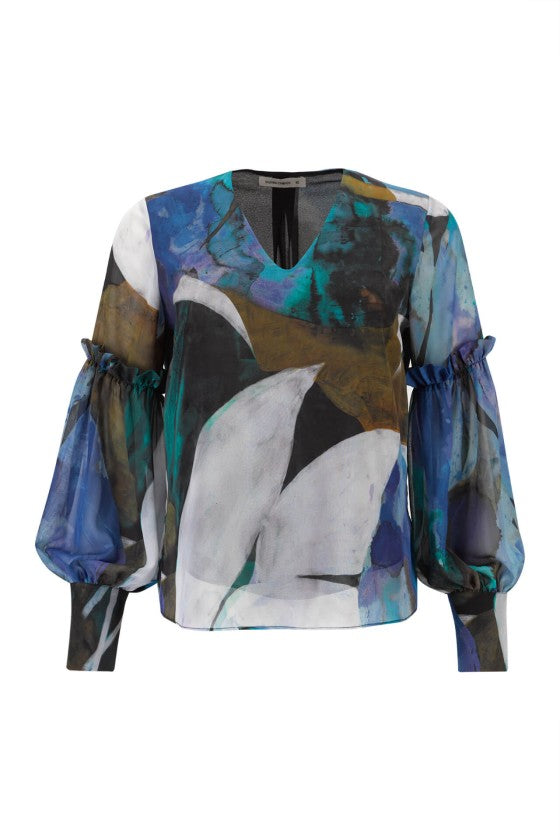 Túnica estampada manga balão